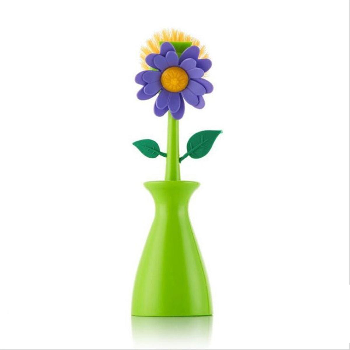 

Non-stick Long-handled Pot Brush Creative Cleaner for Washing Pot and Dishes Brush Kitchen Pot Scrubber Household Cleaning Tools фиолетовый