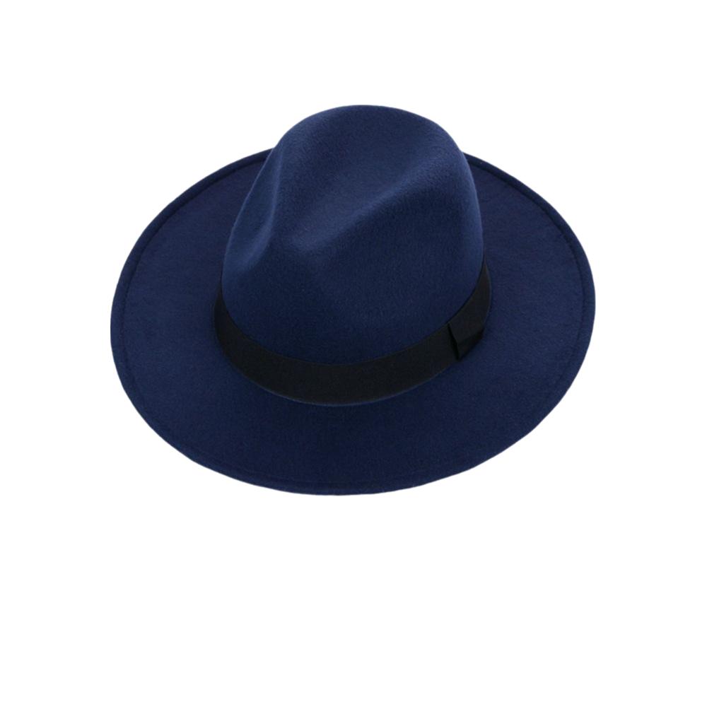 Solid Color Men's Felt Hat British Style Women Jazz Hat Trendy Woolen Flat Top Hat  Winter