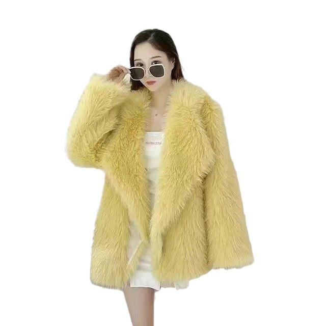 Imitation fox hair thin fashion medium and long suit fluff young imitation fur plush jacket female white