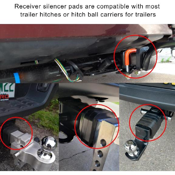 4 PCS Hitch Receiver Silencer Pads, 2.5 Inch Trailer Hitches Rubber Cushion for Adjustable Ball Mounts, Thickened Hitch Silencer Pad Buffer Reduce