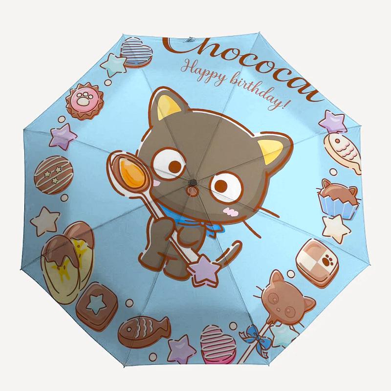 1pc Chococat Birthday Illustration Umbrella with Plastic Handle,Compact & Stylish,Suitable for All Seasons Home Travel Outdoor N193