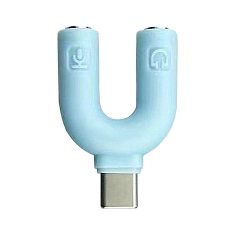 USB C To Double 3.5mm Splitter Adapter Compatible for Type C Phone Devices Enables Two Way Audios Sharing For Movie Night