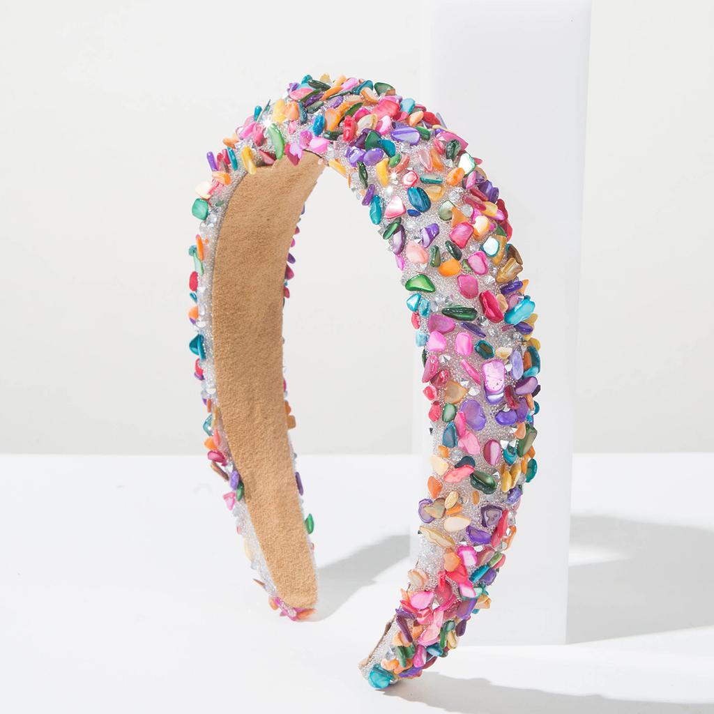 Nieuwe Stijl Overdreven Meerkleurige Kristal Snoep Spons Brede Rand Haarband Haaraccessoire Hoofddeksel