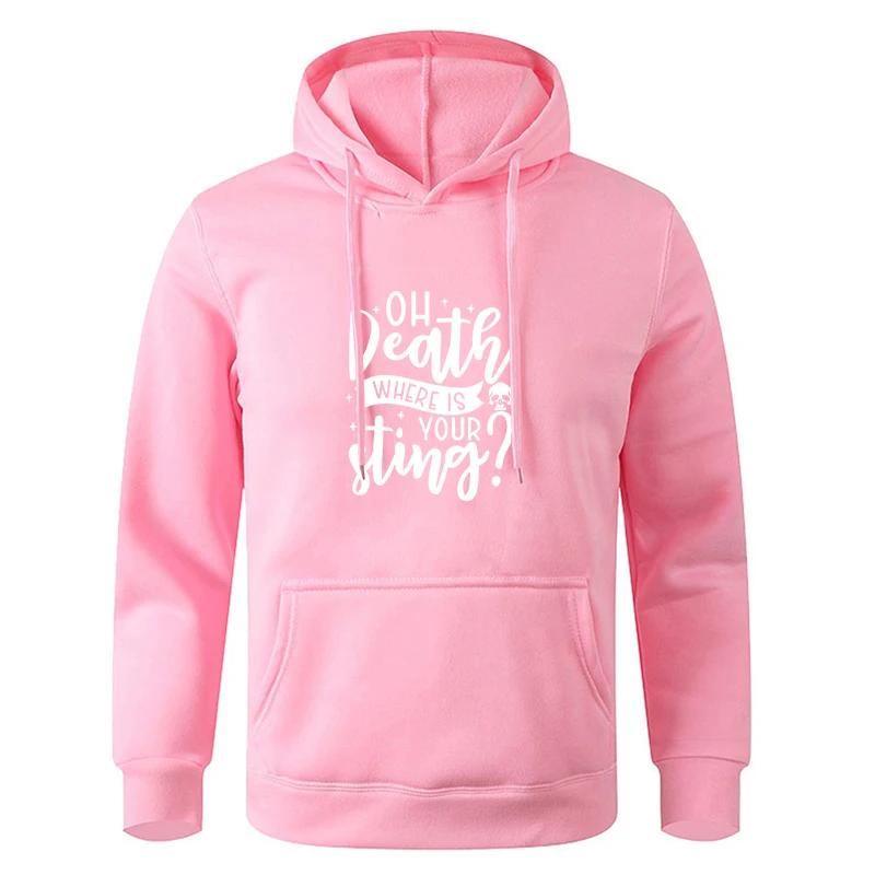 Autumn Fleece Pocket Loose Hooded Long - Sleeve Drawstring Printed Korean Fashion Sweatshirt with Drawstring Pocket Hoodie