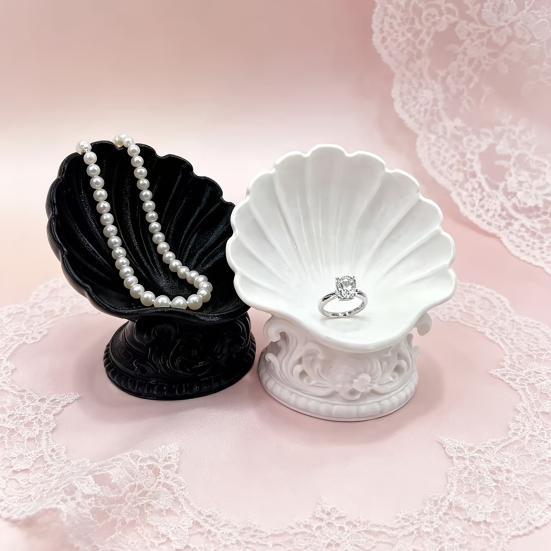 Yangyizhi 3D Printed Shell Jewelry Tray, Vintage Earrings Necklaces Rings Bracelets Dish, Decorative Keys Trinkets Holder Organizer Bowl