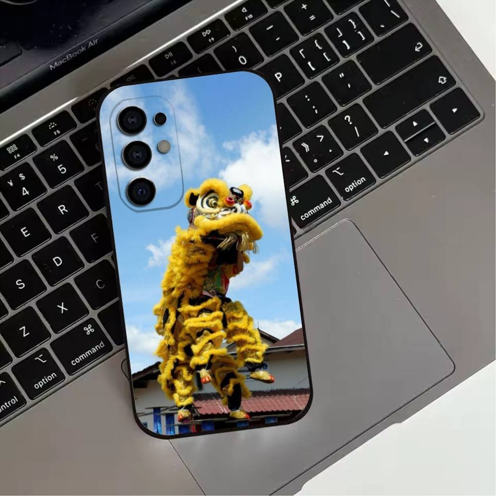 Chinese lion dance Phone Case For Samsung S25,S24,S21,S22,S23,S30,Ultra,S20,Plus,Fe,Soft Silicone Black Cover