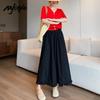 MJ STYLE Damen Cropped High-Waist Weitbeinige Hose