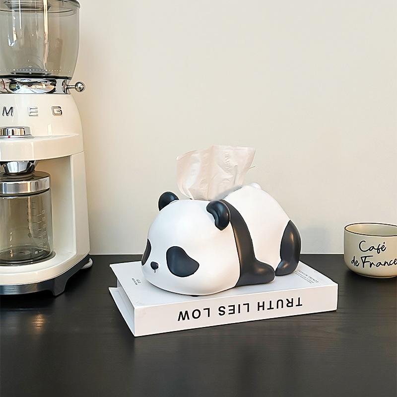 Creative Mischievous Panda Tissue Box Living Room Decoration Micro Model Paper Drawer Storage Tool