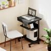 Rolling Desk with Drawer and Shelves, 4 Wheels, Compact, Particleboard, Metal