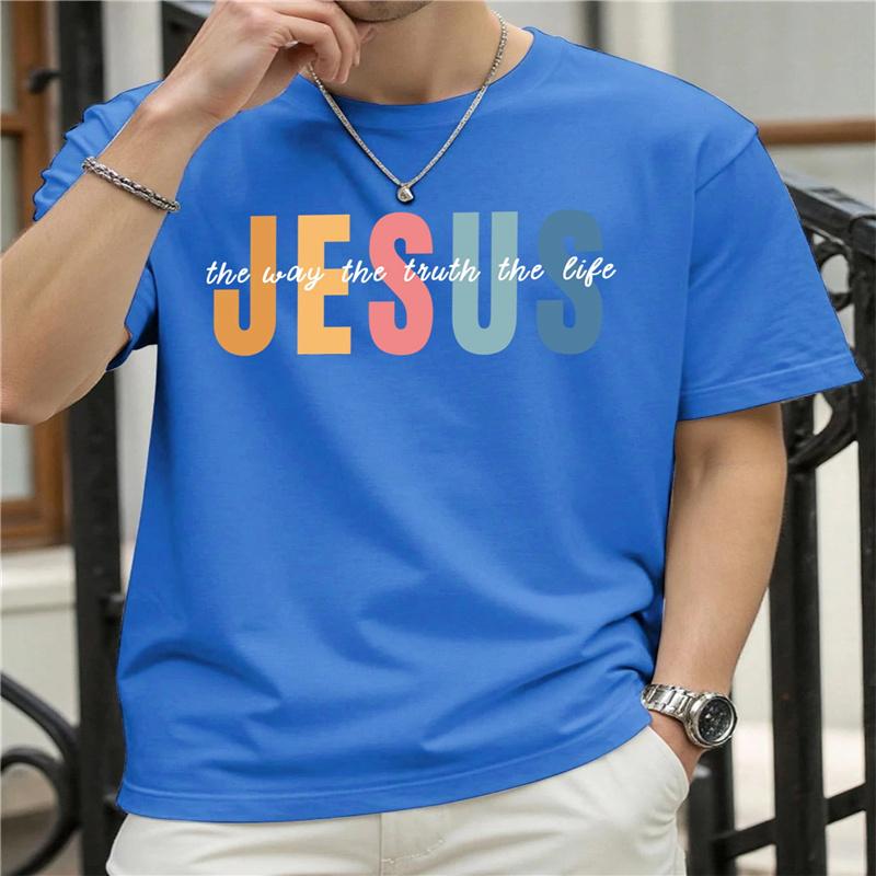 Jesus The Way Truth Life Print Unisexs TShirt Casual Short Sleeve Tee All Season Comfort Ladies Top Plussize T Shirt Daily Wear