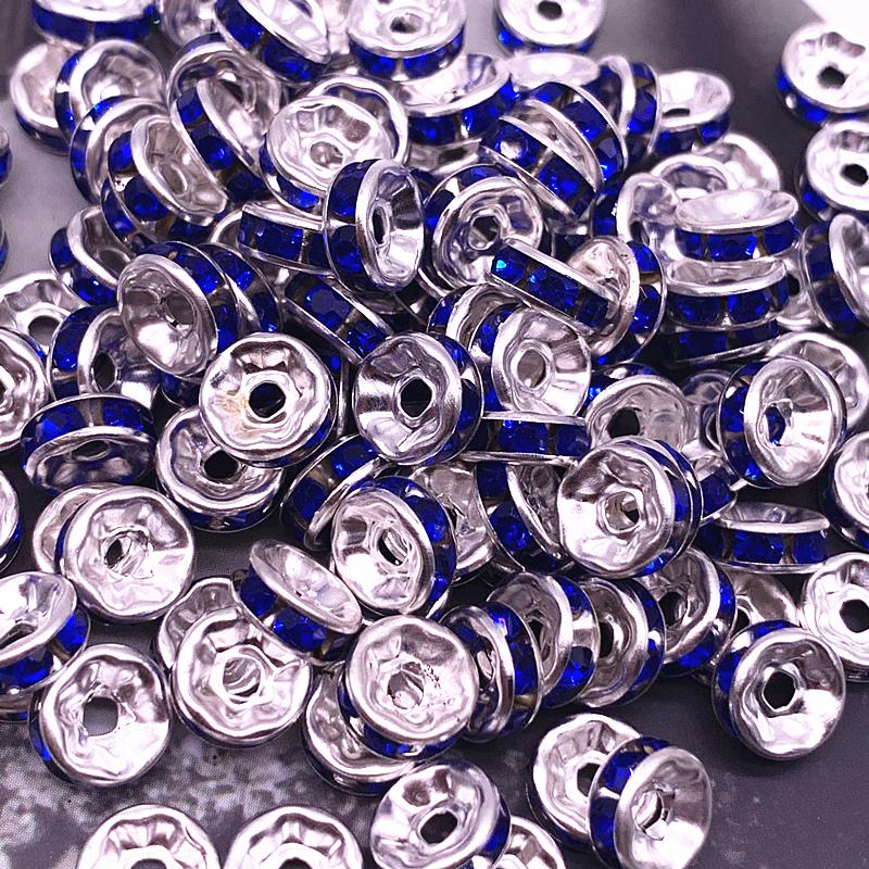 NEW 50pcs 8mm Czech Crystai Rhinestone Glass Round Loose Spacer Beads for Jewelry Making DIY Bracelet Necklace