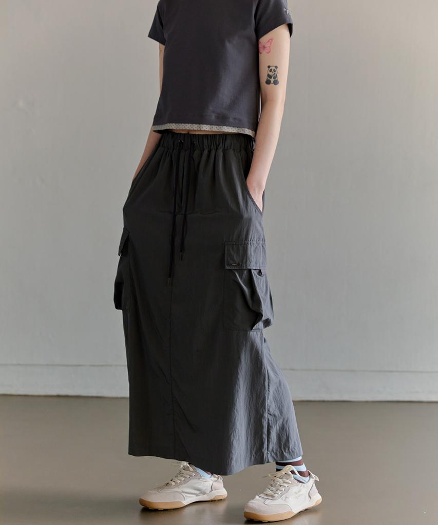 Peulleoti Tape Point Cargo Skirt (Charcoal)