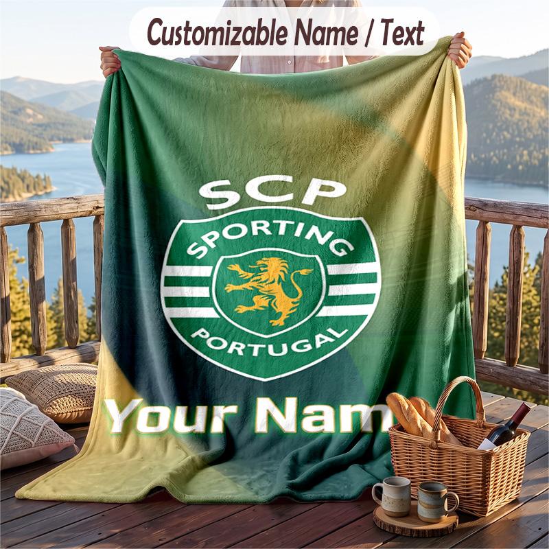 Flannel Blanket Sporting CP Print Custom Name Text Soft Throw for Sofa Bed