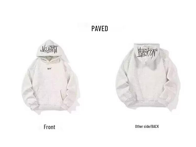Men's American Style Gradient Letter Embroidery Fleece-Lined Hooded Sweatshirt, Autumn Loose Fit Versatile Casual Hoodie
