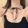 Vintage Bowknot Necklace Elegant Pearl Beaded Double Layer Choker Y2K Aesthetic Clavicle Chain Fashion Summer Neck Chain