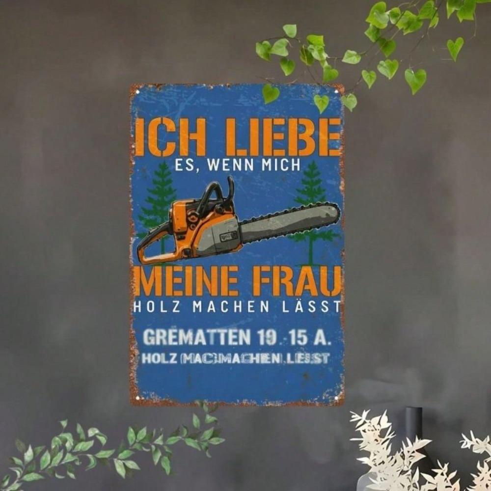 Vintage Metal Sign German Chainsaw 20x30cm Farm Home Decor