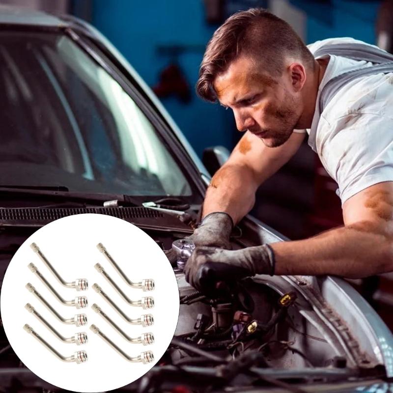 10Pcs Copper Truck Tire Valves Stems 120 Degree Suitable for 22.5" 24.5" Wheels OE TR545D Replacement Rustproof