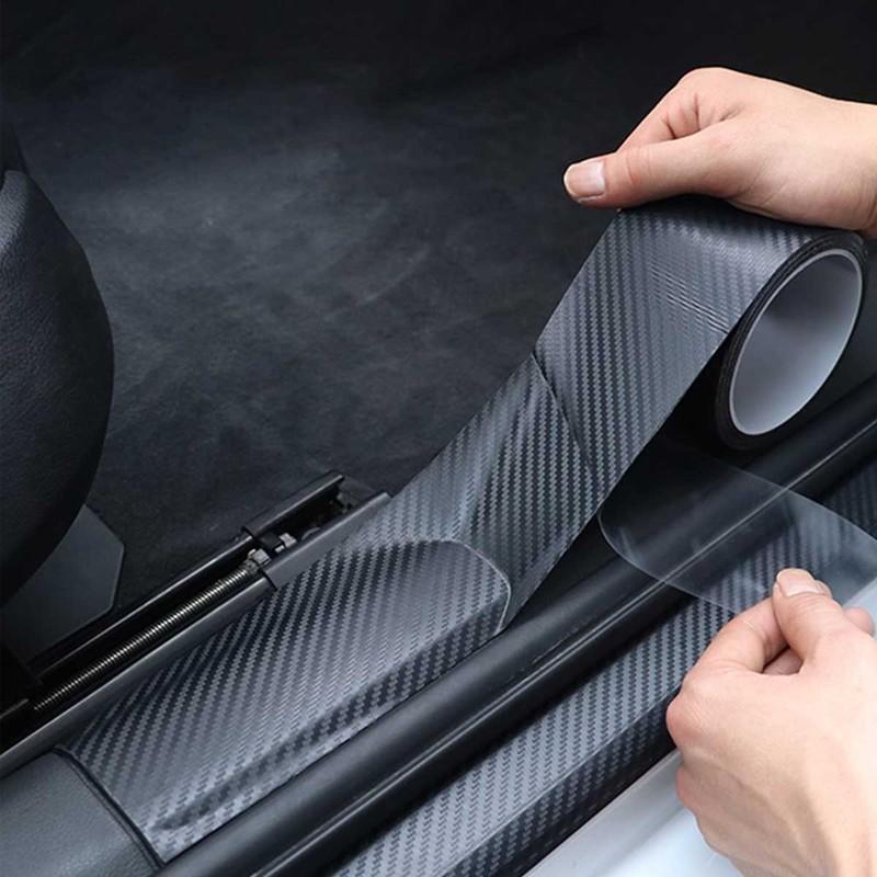 1 Protective Sticker for Car Anti-trampling and Anti-scratch Carbon Fiber Pattern Door Sill 10cm Wide * 3 Meters Long