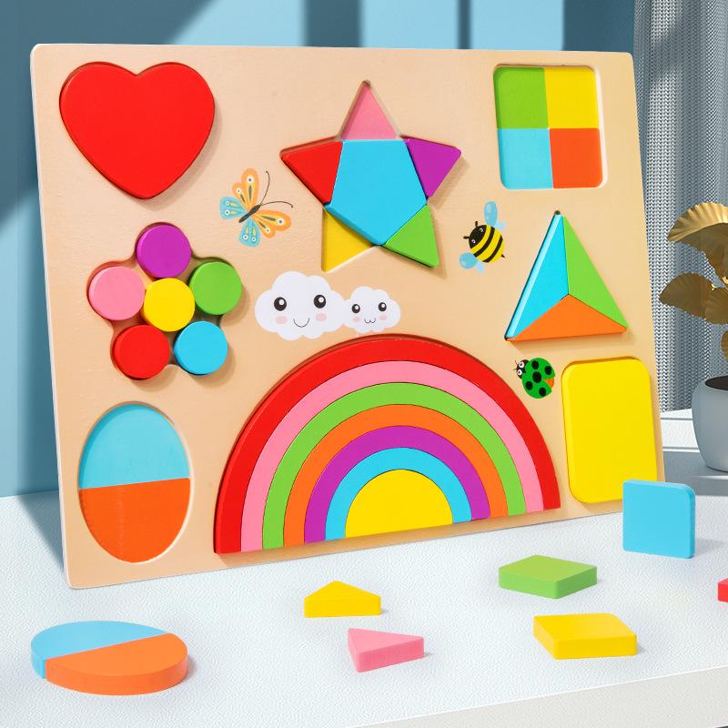 Wooden Rainbow Puzzle Board: Early Learning & Color Sorting Toy for Children