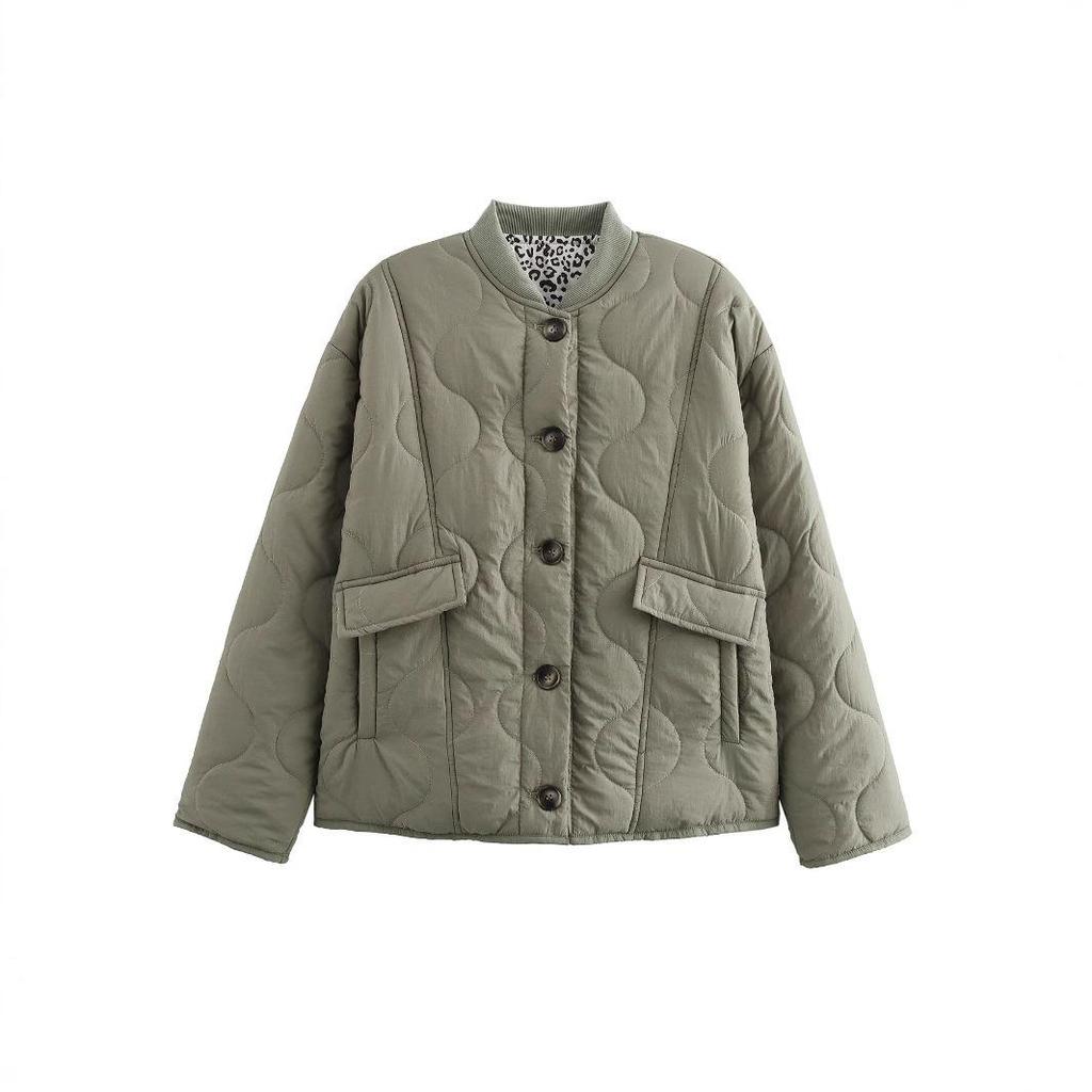 2025 Women's Patchwork Leopard Print Cotton-Padded Jacket: European/American Retro Fashion, Loose Comfortable Casual Outerwear
