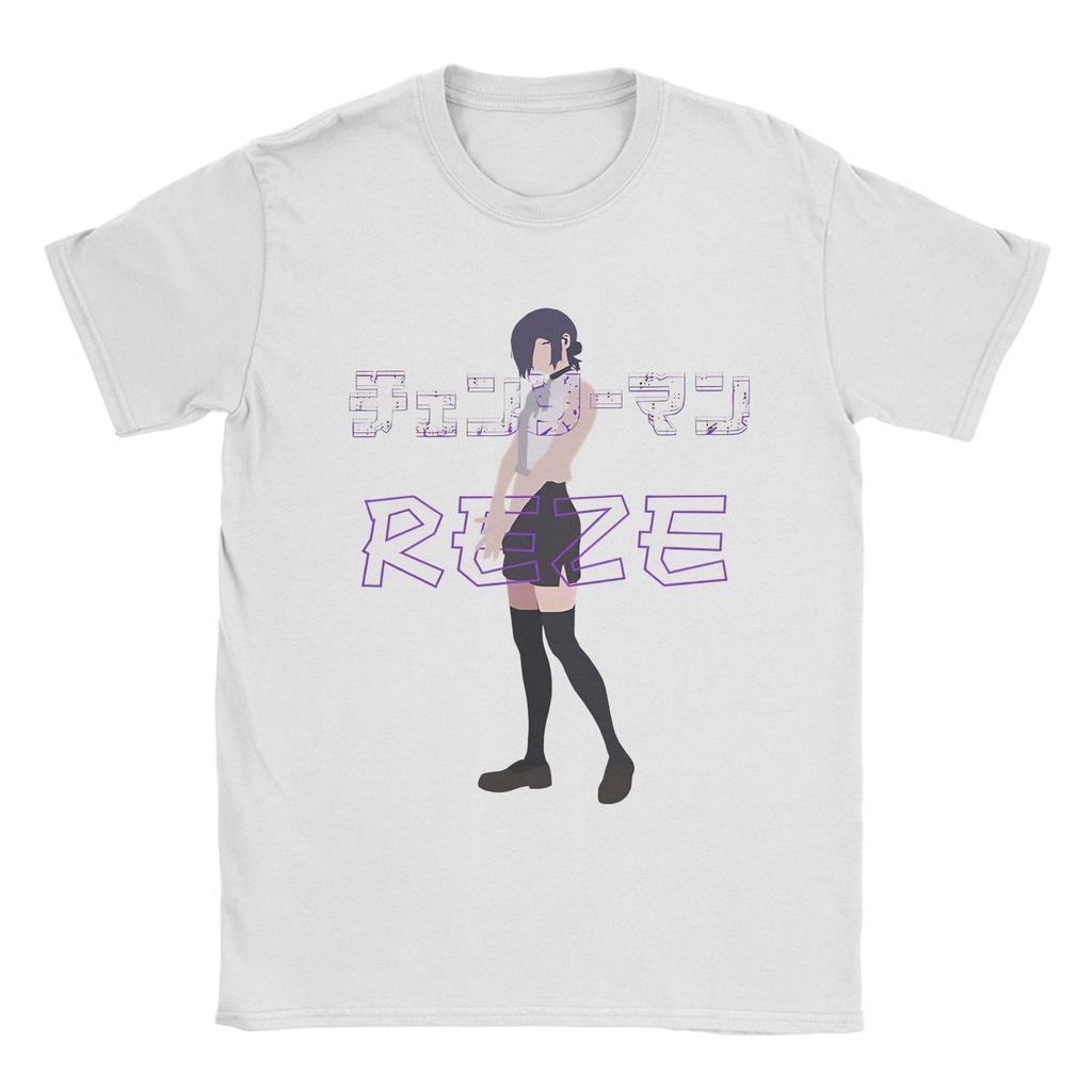 Reze Miękkie Estetyczne Piła Człowiek Fan Art Koszulki Męskie Śmieszne Bawełniane Koszulki Okrągły Dekolt Krótki Rękaw Koszulki 4XL 5XL Odzież