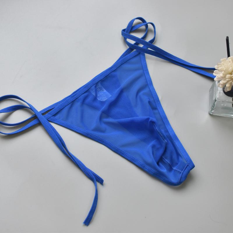 Sexy Men Thong Transparent Mesh Underwear Ultra-Thin Breathable Underpants Low Rise Briefs Lingerie Summer Quick-Drying Panties