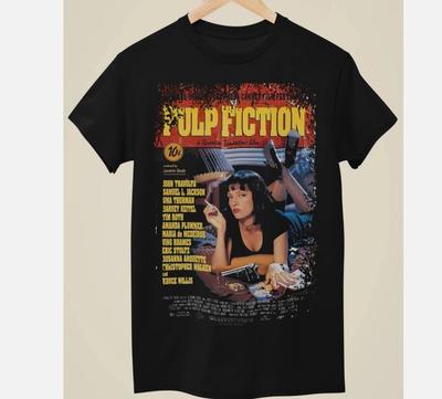 Pulp Fiction - Movie Poster Inspired Unisex Black T-Shirt Size S-45XL Unisex T-Shirt