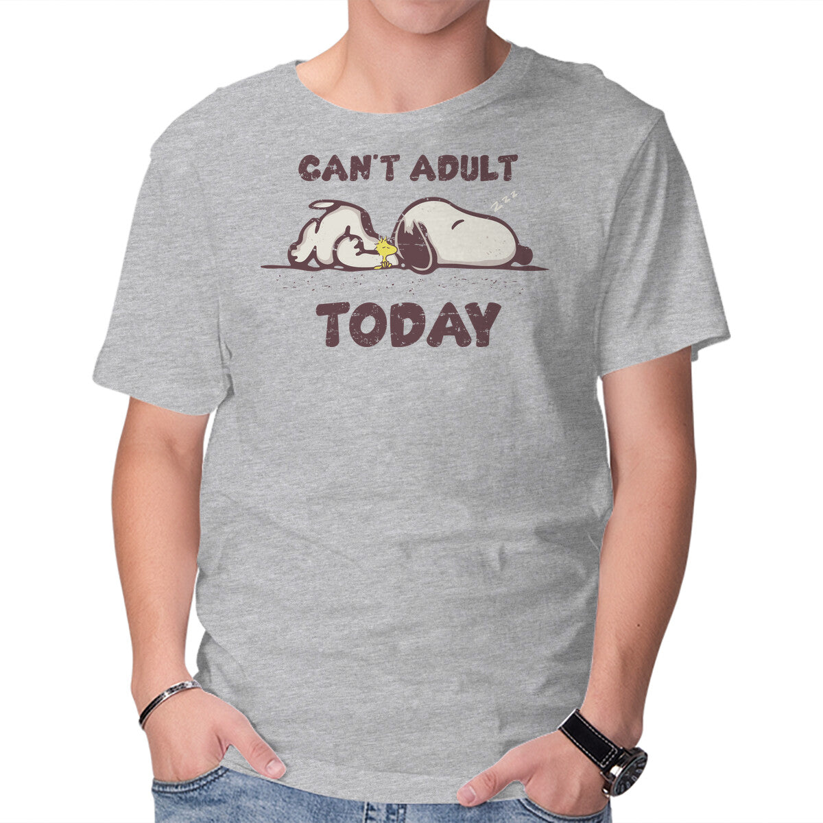 Unisex Crew Neck T-Shirt Snoopy Can t Adult Graphic Short Sleeve Casual Tee XXL