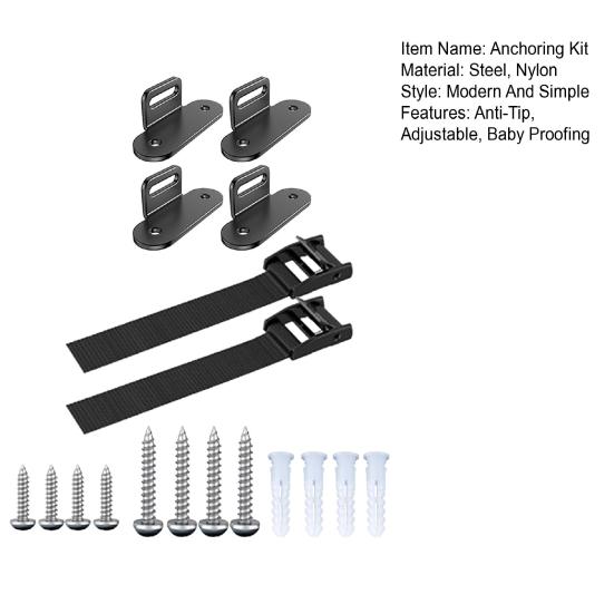 1 Set Anti-Tip Furniture Anchoring Kit with Adjustable Straps Screws Baby Proofing Baby Pet Safety Furniture Securing Wall Anchoring Device Tools