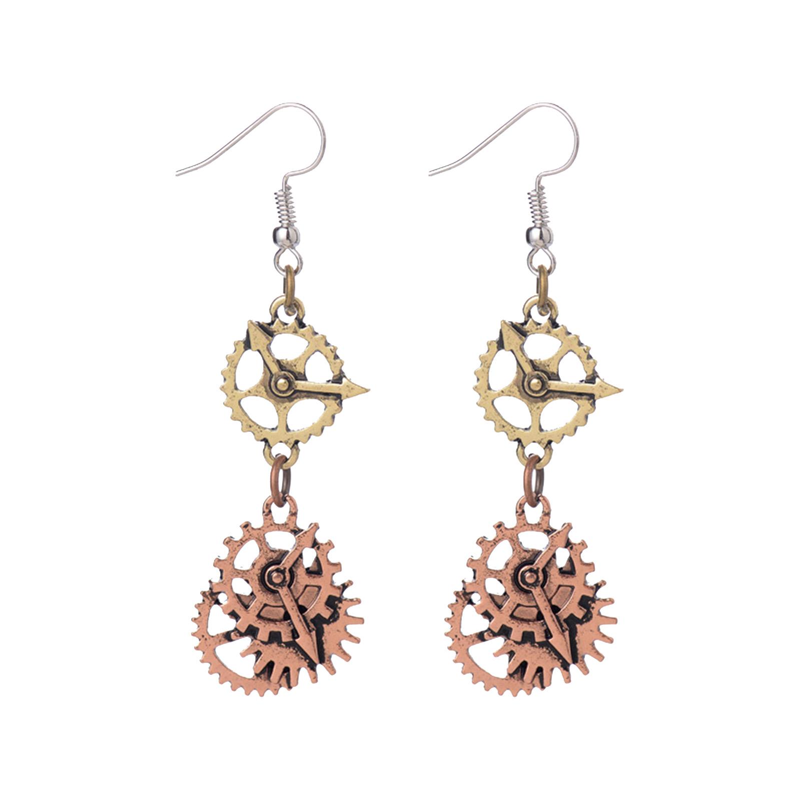 

Personalized Jewelry Set For Women Trendy Gear Shaped Neck Earring Metallic Punk Style Girls Ear Neck Jewelry Accessories