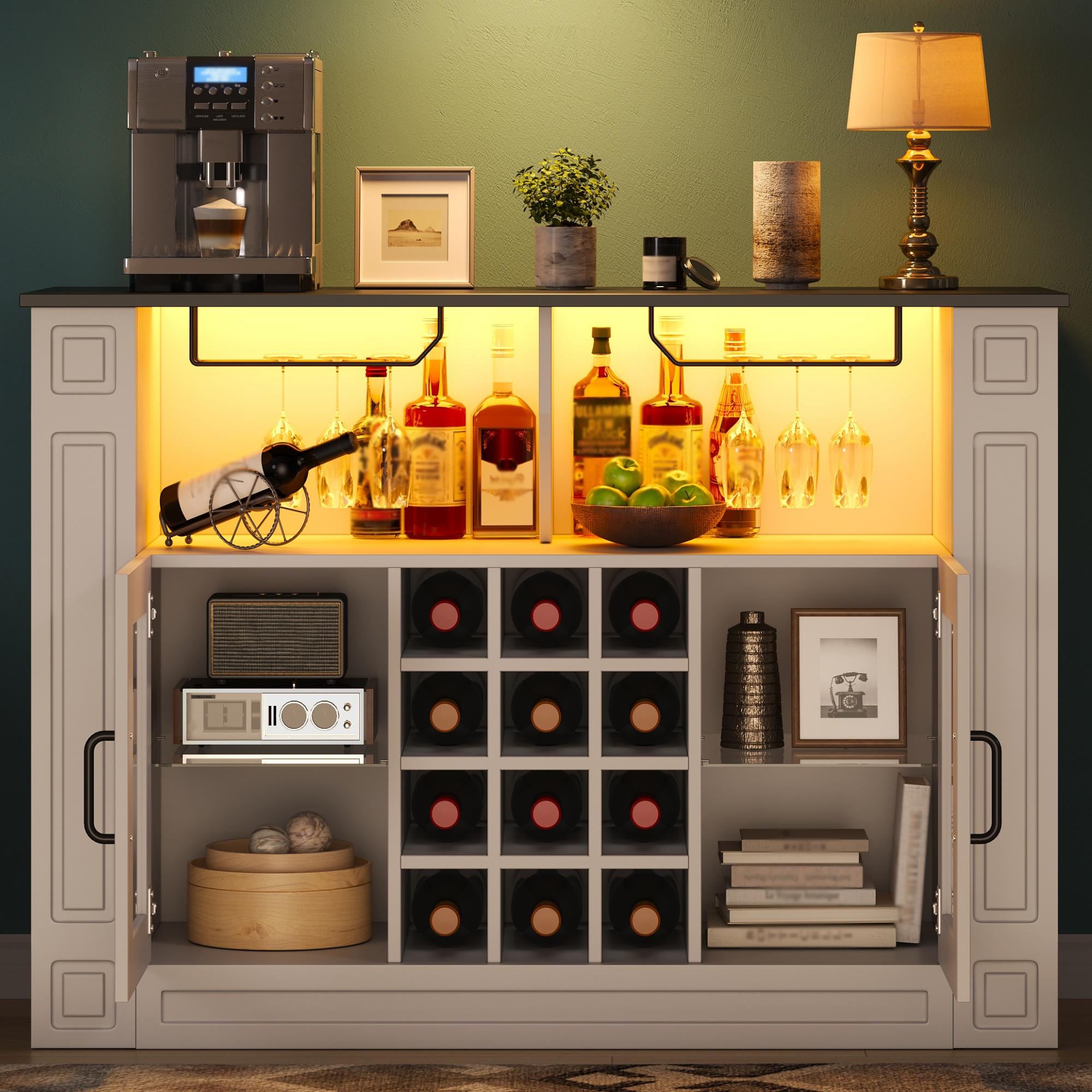 Wine Cabinet with LED Lighting, Coffee
