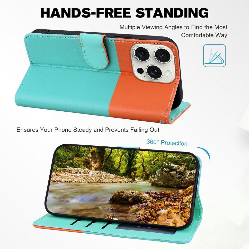 Cartoon Pet Series for iPhone 16 Pro Wallet Phone Case Splicing Leather Flip Cover