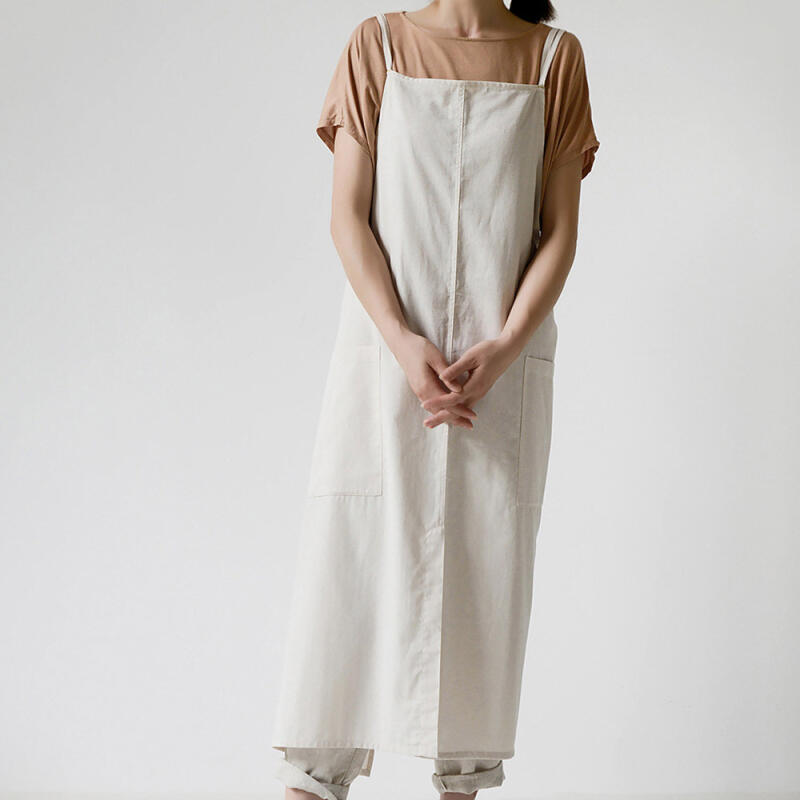 Luna Header Pure Cotton Long Waterproof Apron (4 Colors) Khaki