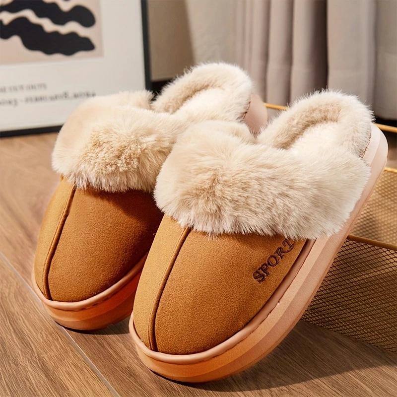 Non-slip Soft Flat Slides women Indoor Mule Home Cotton Boots Women Slippers Winter Concise Warm Fluffy Shoes for Men and Women