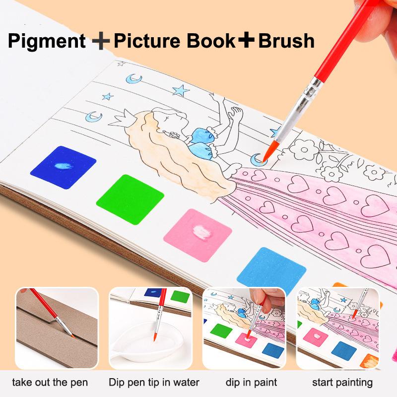 12/20 Premium-Quality Sheets First-Class Portable Superior-Grade Coloring Premium-Quality Book Superior-Grade Children High-Standard Watercolor