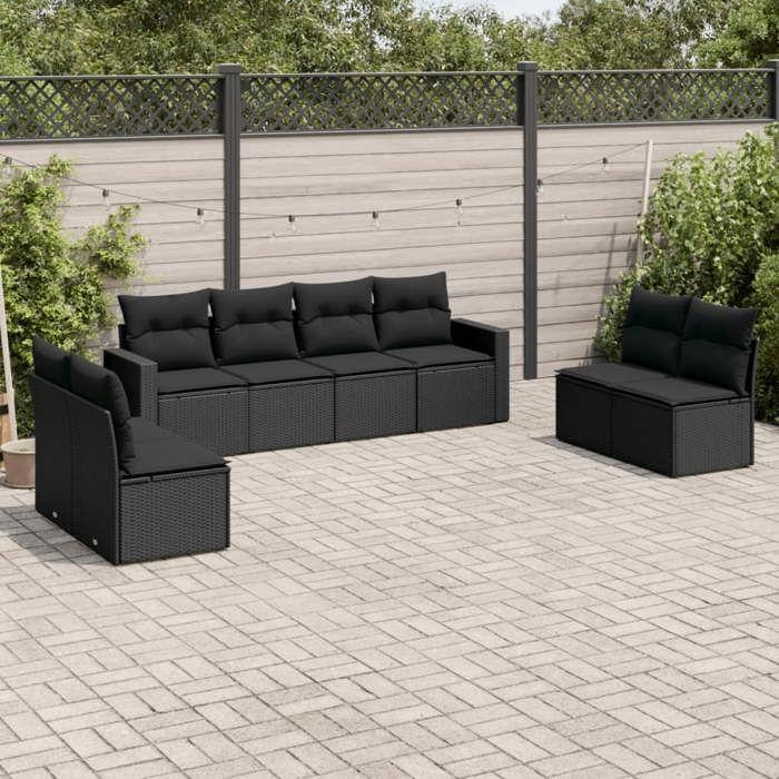 VidaXL Garden Lounge Set with Cushions 8 Pcs, Patio Sofas, Patio Furniture Set, Outdoor Furniture, Black 3218835