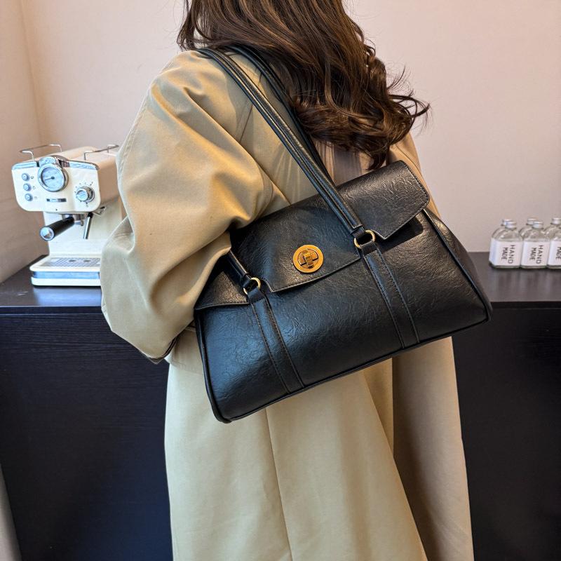 

Винтажная сумка через плечо большой вместимости, сумка-подмышка, премиальное ощущение, подвеска из бусин, модная, универсальная, портативная сумка-тоут для поездок на работу 33*13*22 чёрный