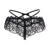 Women's Plus Size Lace Thong Panties - Transparent Open C-String