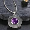 Silver 10MM Round Amethyst Pendant Necklace Ladies Handmade Natural Zircon Charm Necklace for Women Gift