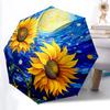 1pc Sunflower Night Automatic Folding Umbrella - 8-Rib Compact Travel Umbrella Durable & Portable for Outdoor Use, Perfect Gift for Birthdays132
