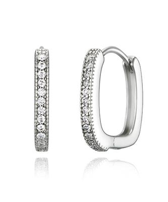 Geigerjewelry Square Line One-Touch Ring Earrings Gisvee135 (Silver 925 Pin)