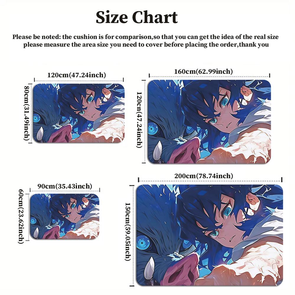 Anime Wolf Boy Area Rug, Blue Beast Theme Non-slip Floor Mat,Decorative Carpet for Gaming Room Bedroom, Washable Home Decor Gift