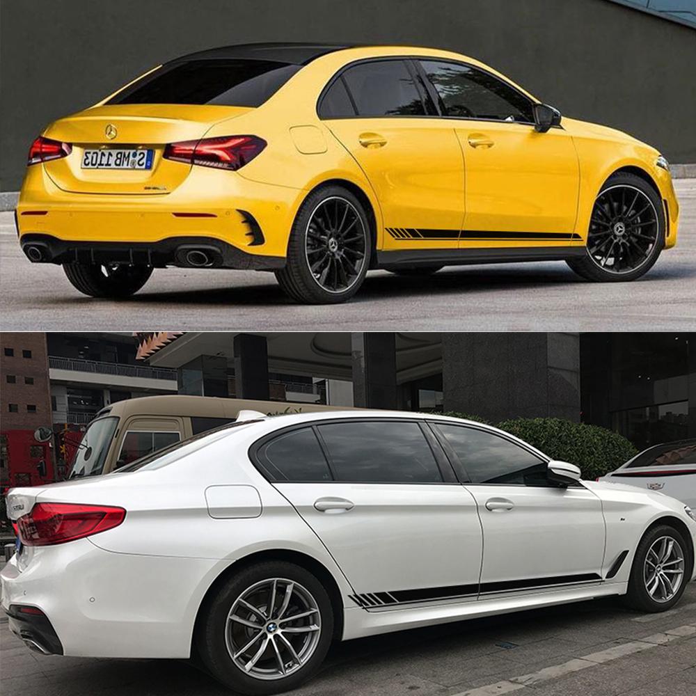 2ks 220x14cm Sportovní závodní dlouhé pruhované samolepky na boky auta Vinylová fólie Dekály Samolepka pro kutily Automobily Příslušenství pro auta