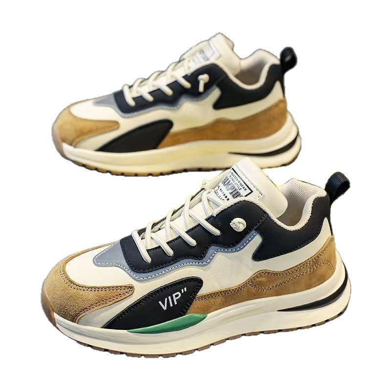 Sneakers men's autumn 2025 new leather surface casual teen running platform dad ins trendy shoes men