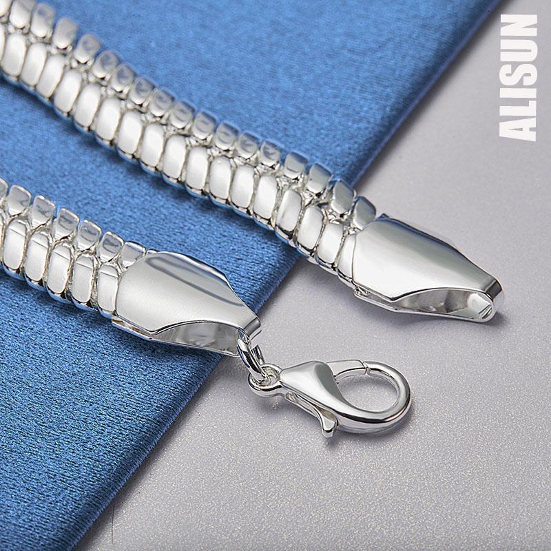 925 Sterling Silver 10mm náramek s bočním hadím řetízkem Módní svatební šperky