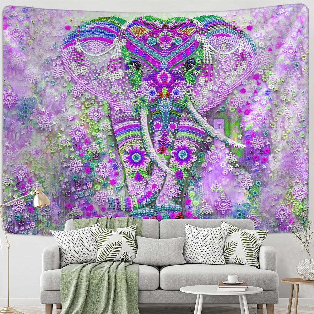 Mandala Elephant Tapestry Wall Hanging Colorful Painting Bohemian Tropical Landscape Home Living Room Decor Cloth