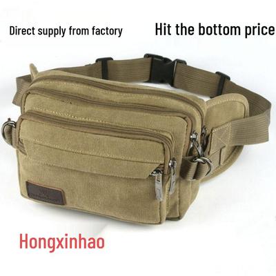 Sacoche de taille en toile durable pour homme - Multifonctionnelle, Résistante à l'usure, avec sangle de poitrine, grande capacité, pour chantier de construction