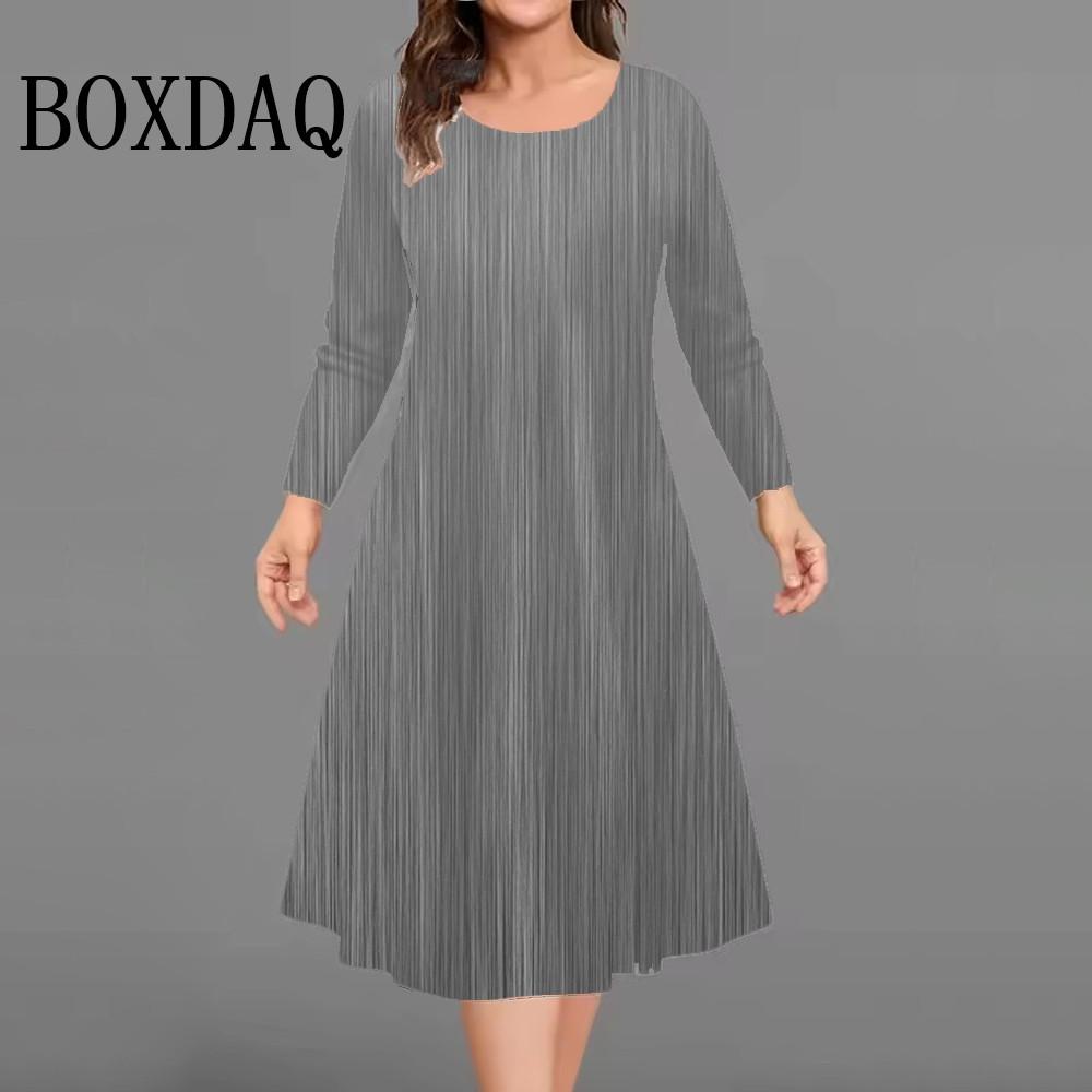Fashion Women S Dresses Autumn Winter Long Sleeve Loose A-Line Dress Casual Street Tie Dye Gradient Print Dress S