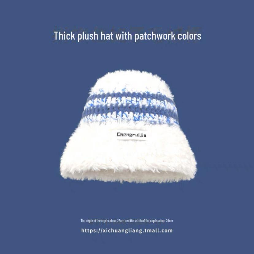 Colorful, Warm Wool Hat with Large Circumference and Cute Autumn-Winter Earmuffs