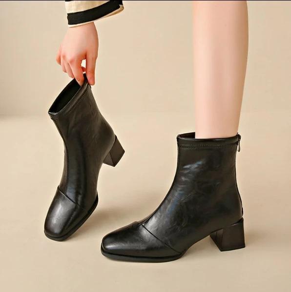 Fashion Fashion New Women Split Toe Chelsea Boots Fashion Slim Slip On Boots Women Chunky Heel Platform Ankle Boots Mujer Booties Botas